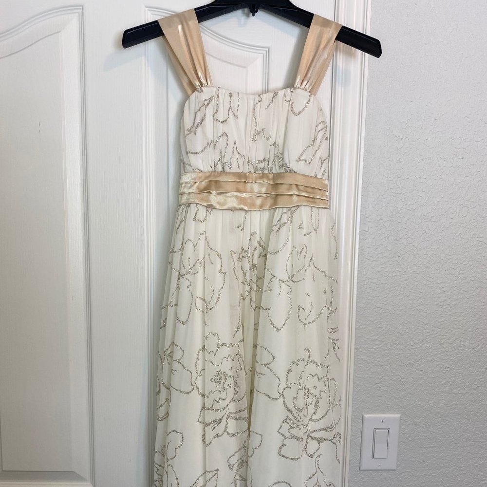 White and gold girls party dress